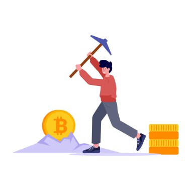 Bitcoin ve madencilikle uğraşan adam.