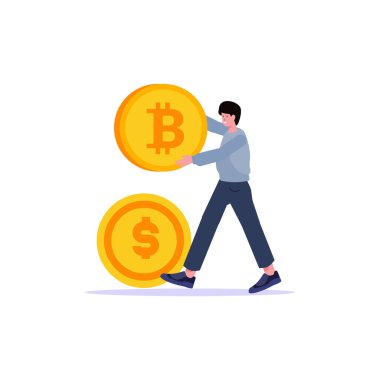 Dolar işareti olan bitcoin adam