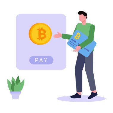 Akıllı telefonu ve bozuk parası olan adam, vektör çizimi