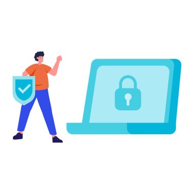 güvenlik sistemi vektör renk çizgisi simgesi