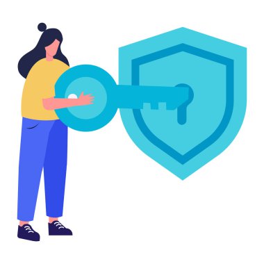 Kalkan kilidi olan kadın. güvenlik koruması