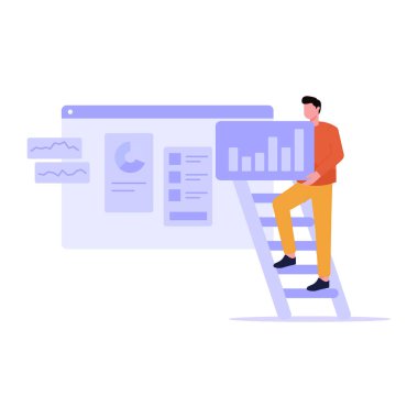 İş analitiği konsepti. Vektör düz çizim. beyaz arkaplanda izole.