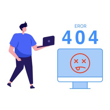 Hata 404 sayfa tasarım konsepti. düz vektör illüstrasyonu.