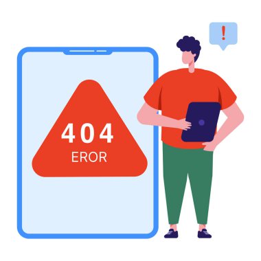 Hata 4 0 4 düz vektör çizimi