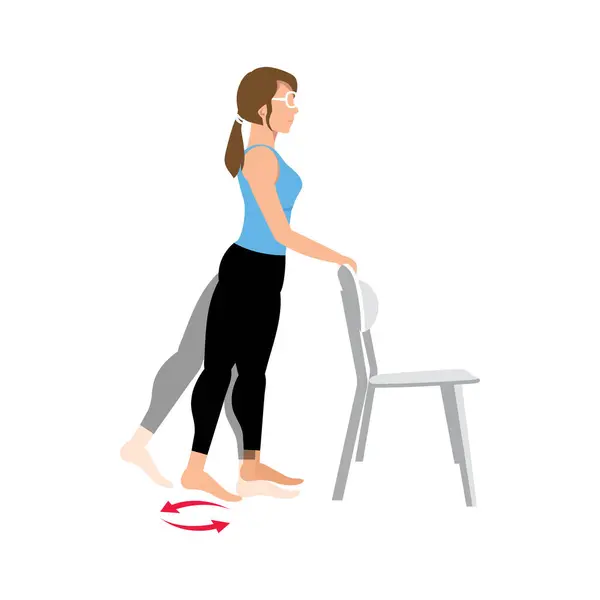 Kadın antrenörüyle egzersiz yapıyor.