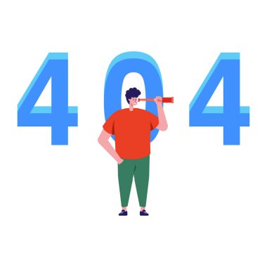 4 numara 4. Vektör illüstrasyonu olan bir adam.