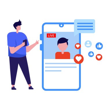 çevrimiçi yayın, video konferansı, vektör illüstrasyonu