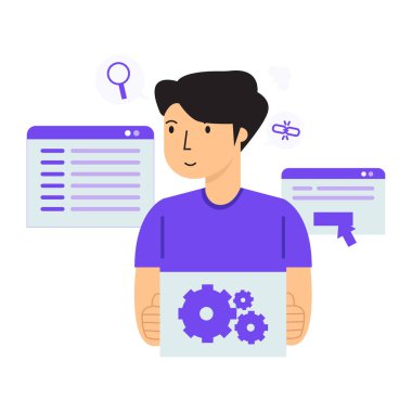 Vites ve vites vektör çizimi grafik tasarımı ile çalışan iş adamları