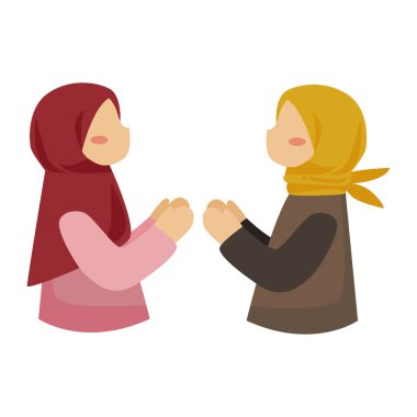 Elleri havada Müslüman kadınlar vektör illüstrasyon tasarımı