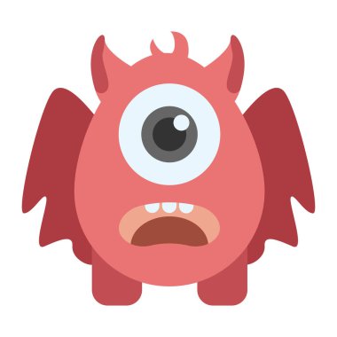 Boynuzlu sevimli kırmızı canavar. vektör illüstrasyonu