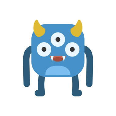 İzole edilmiş canavar çizgi filmi. şirin vektör illüstrasyonu