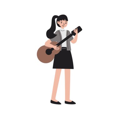 Gitar çalan ve şarkı söyleyen kadın.