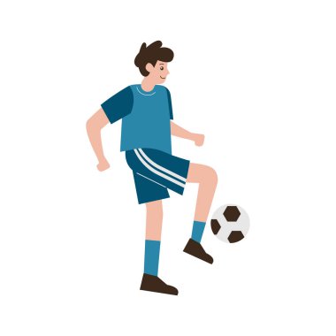 futbol oyuncusu top çizgi film vektör illüstrasyon grafik tasarımı ile futbol oynuyor