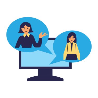 Kadın ve kadın konuşma balonu vektör çizim tasarımı ile