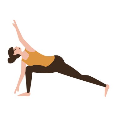 Kadın yoga egzersizi vektör çizimi yapıyor.