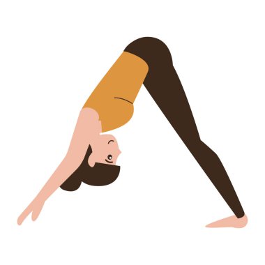 Yoga yapan kadın, düz stil.