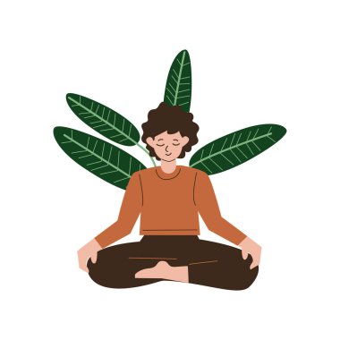 genç adam Lotus bulunduğu meditasyon