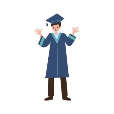 Şapkalı ve cüppeli mezun adam.