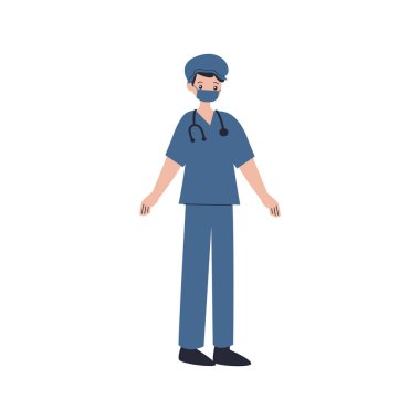 Stetoskop avatar vektör illüstrasyon tasarımlı doktor