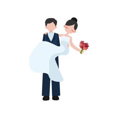 düğün çifti çizgi filmi izole edilmiş ikon vektör çizimi tasarımı