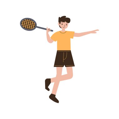 Tenisçi adam çizgi film vektör tasarımı