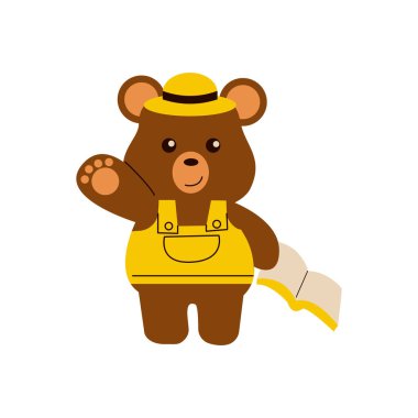 sevimli ayı çizgi film karakteri vektör çizimi beyaz üzerinde izole