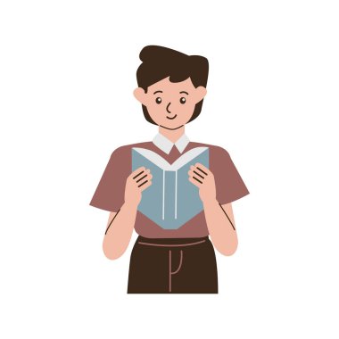 Kitap karakteri okuyan öğrenci.