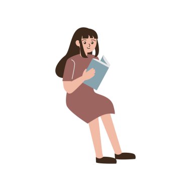 Kitap okuyan kadın simgesi izole edildi