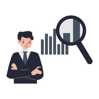 İstatistik çizelgesi olan iş adamı