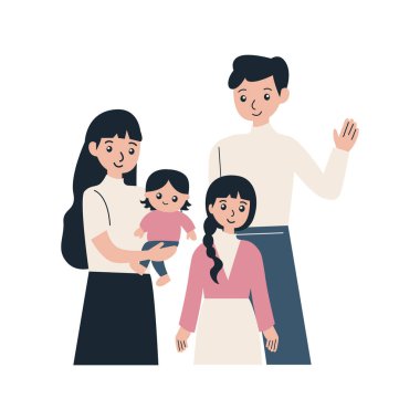 Mutlu ebeveynler ve kız ve erkek vektör çizimi tasarımı