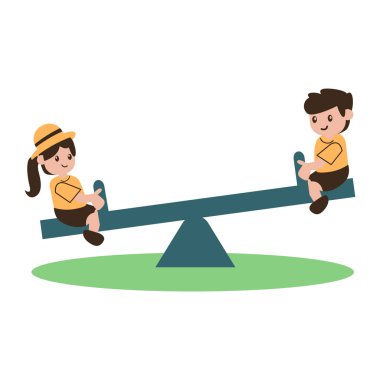 Salıncaktaki insanların vektör çizimi