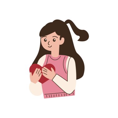 Ellerinde kalbi olan genç bir kız..