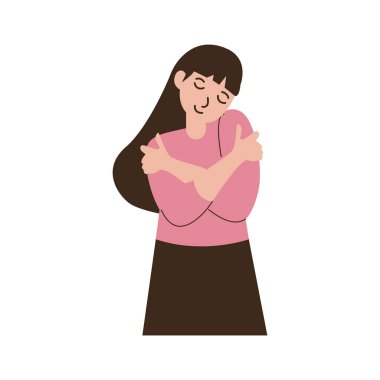 Elleri aşık bir kız, düz vektör simgesi