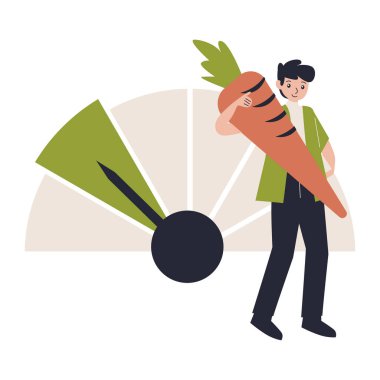 Havuç ve soğan vektör çizimi olan bir adam.