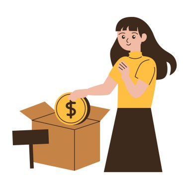 Kutusu ve para tasarımı olan kadın