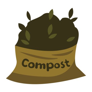 Siyah şapkalı yeşil bir yaprak, kürek, bitki, ağaç ve kürek. vektör düz illüstrasyon.