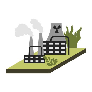 Fabrika ve bitki duman vektörü