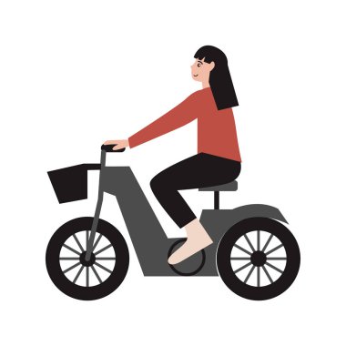 Elektrikli motosiklet kullanan genç bir kadın
