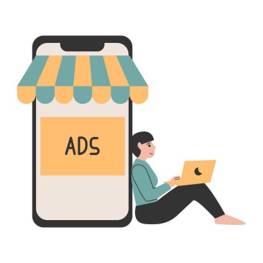 taşınabilir pazarlama düz vektör simgesi