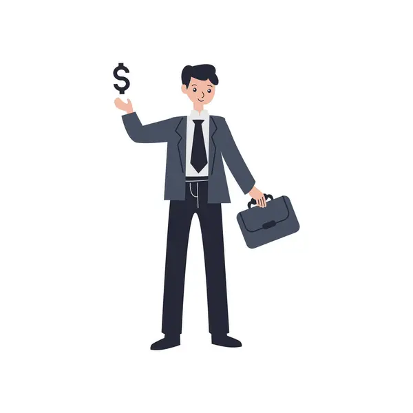 Para vektör illüstrasyonlu iş adamı çantası