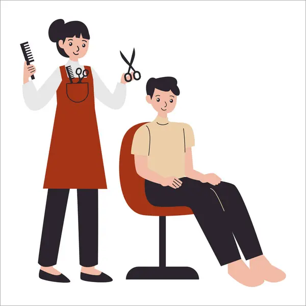 Kuaför makasla saç kesiyor..