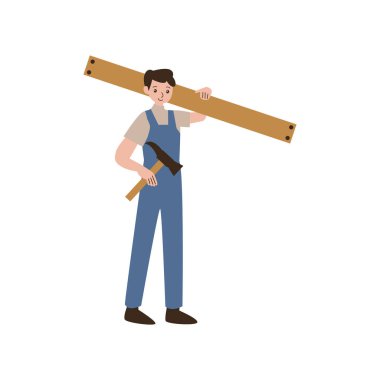 Tahta baltası olan bir marangoz.