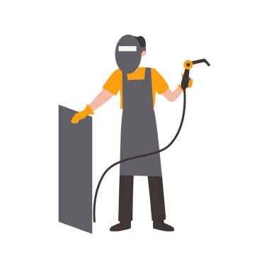 Koruyucu maske vektör illüstrasyon tasarımlı bir işçi