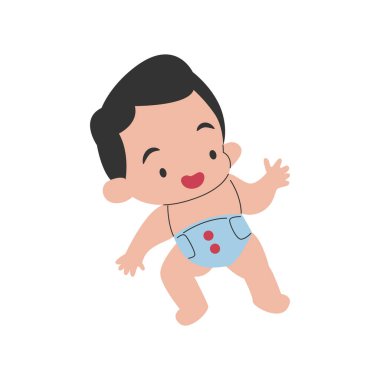 Sevimli çizgi film bebek karakteri ikonu. Beyaz arkaplanda izole vektör illüstrasyonu