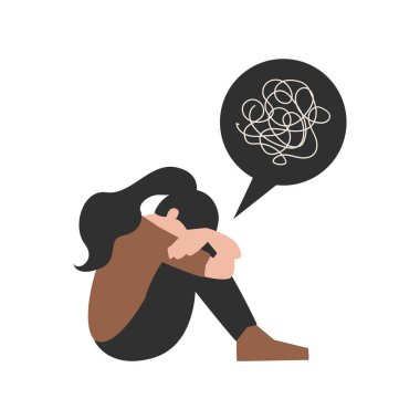 Sorunu olan üzgün bir kadın. depresyon kavramı.