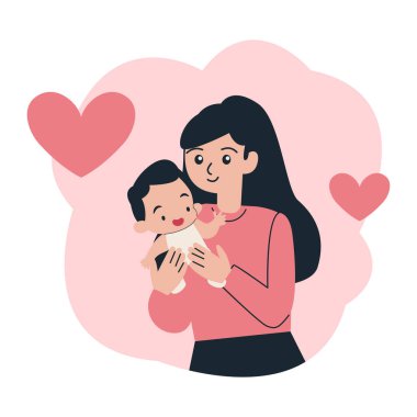 mutlu anne ile kız bebek