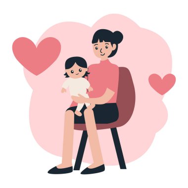 Sevimli bebek ve anne ellerinde kalple