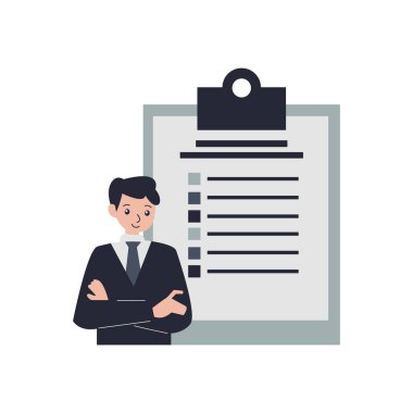 Belge ikonu vektör illüstrasyon grafik tasarımına sahip iş adamı