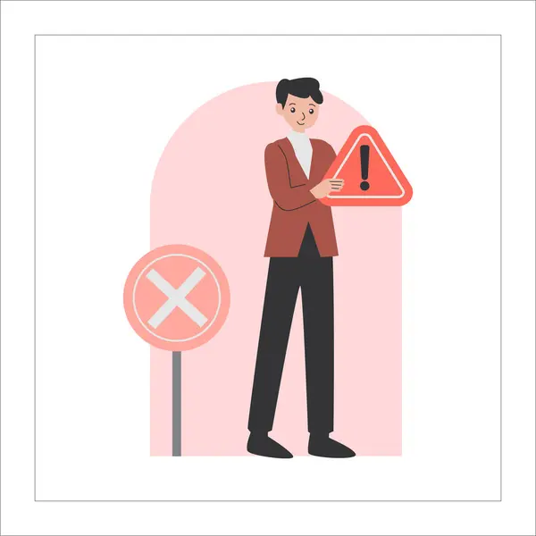 Uyarı işareti olan adam