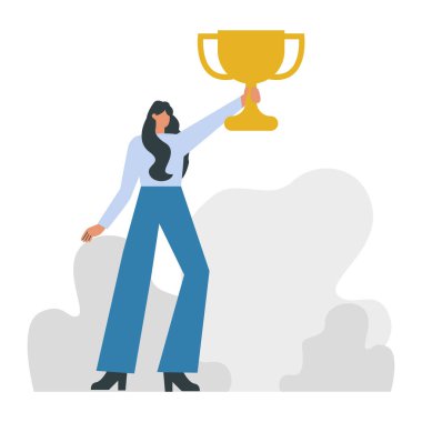 Elinde kupa tutan bir kadın.